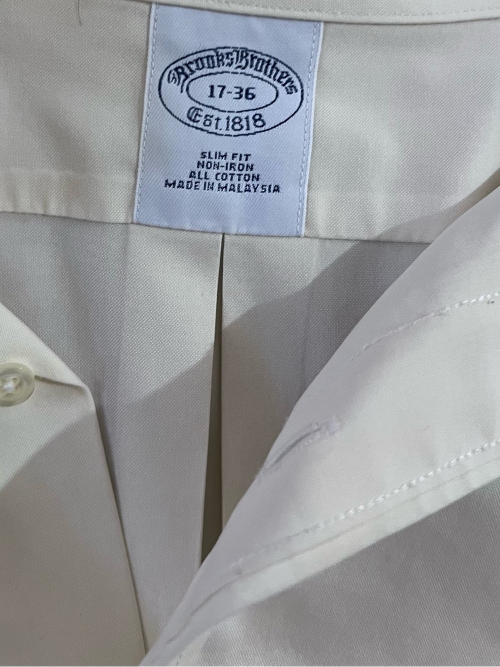 Men’s Brooks Brothers Off-White Slim Dress Shirt Large